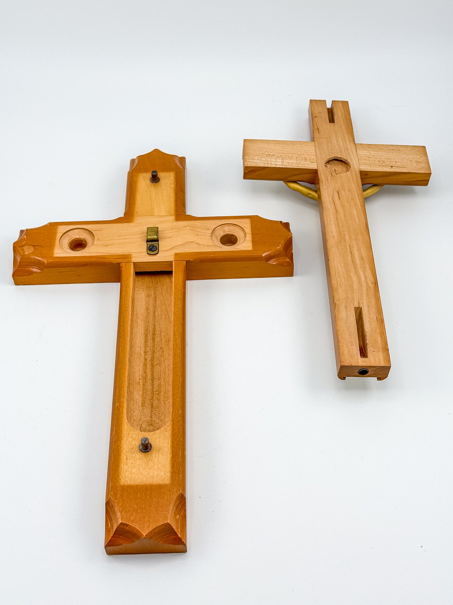 Vintage Sick Call Last Rites Crucifix with Hidden Compartment and Faux Pearl Panels, 12 Inches