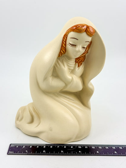 Vintage Hull USA #25 Madonna Virgin Mary Ceramic Planter in Ivory Matte Glaze, 1940s–50s