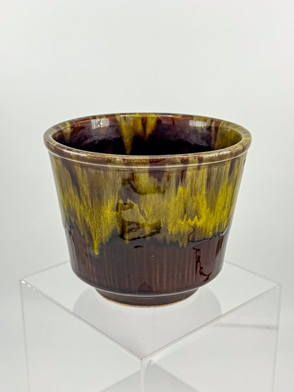 California Originals Drip Glaze Planter in Brown and Olive, 1960s–70s USA Pottery