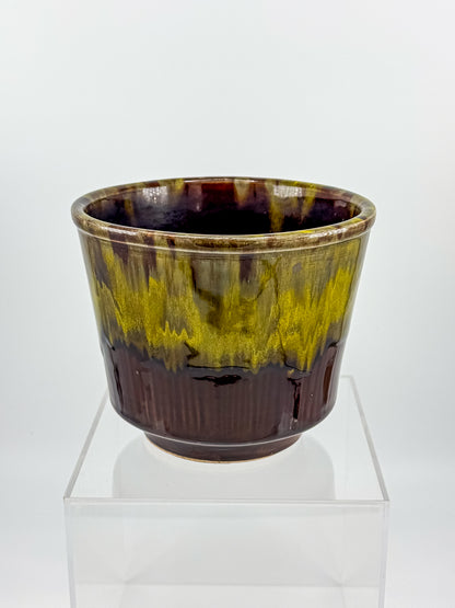 California Originals Drip Glaze Planter in Brown and Olive, 1960s–70s USA Pottery