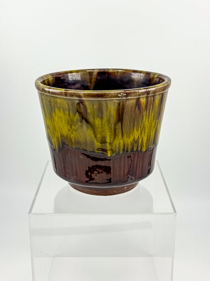 California Originals Drip Glaze Planter in Brown and Olive, 1960s–70s USA Pottery