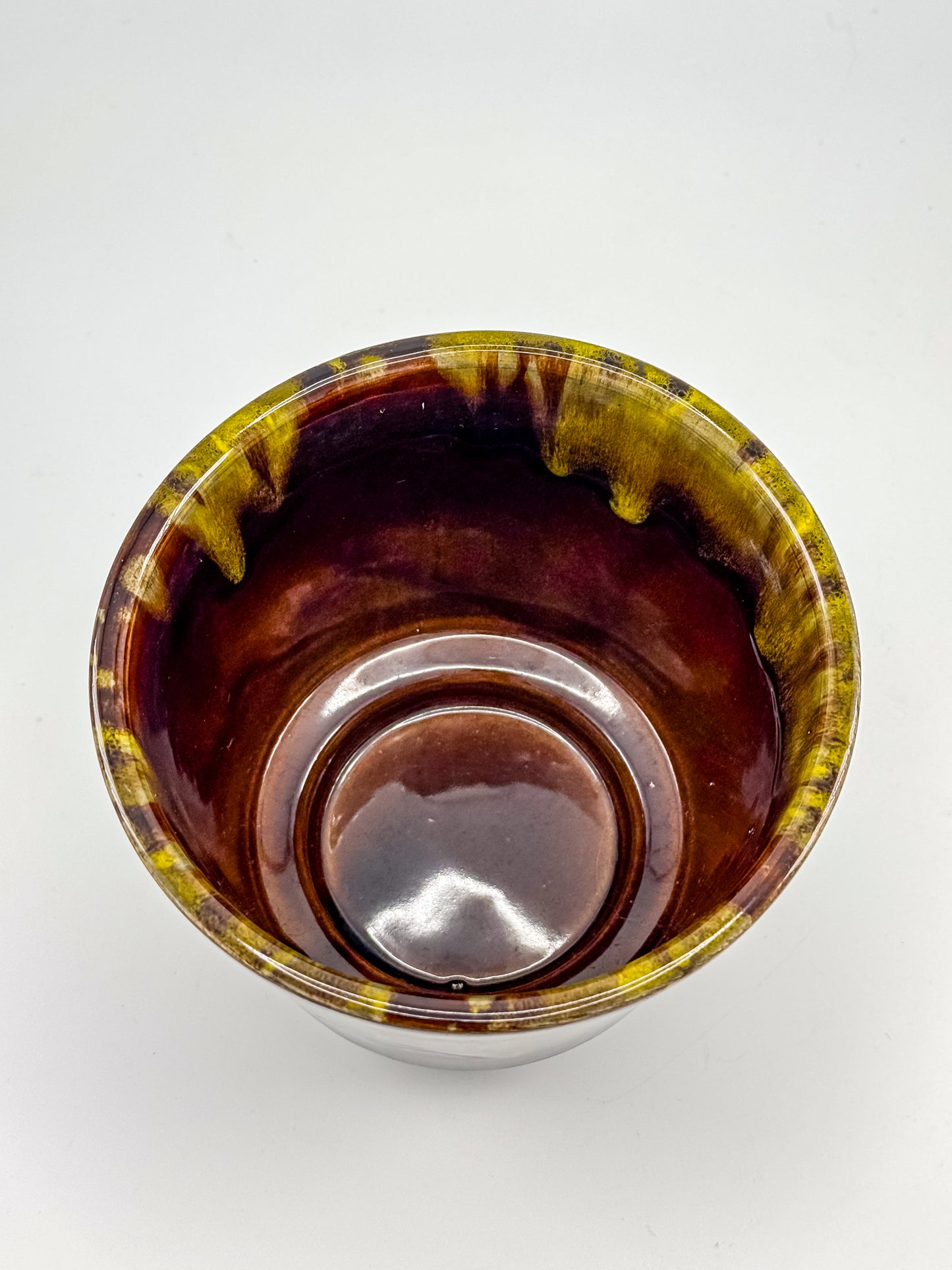 California Originals Drip Glaze Planter in Brown and Olive, 1960s–70s USA Pottery