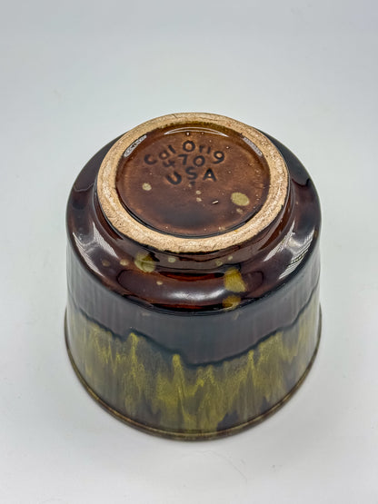 California Originals Drip Glaze Planter in Brown and Olive, 1960s–70s USA Pottery