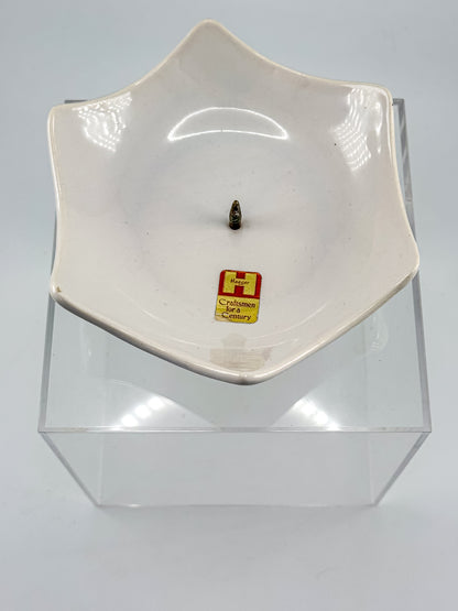 Royal Haeger Mid Century Modern Ceramic Candle Holder with Star-Shaped Scalloped Rim
