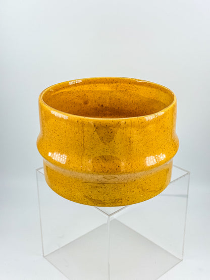 Haeger Pottery No. 66 Golden Mustard Amber Speckle Glaze Cylindrical Planter, Mid Century USA Ceramic