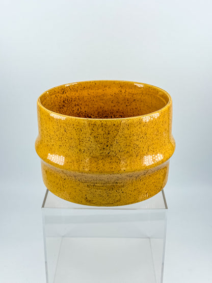 Haeger Pottery No. 66 Golden Mustard Amber Speckle Glaze Cylindrical Planter, Mid Century USA Ceramic