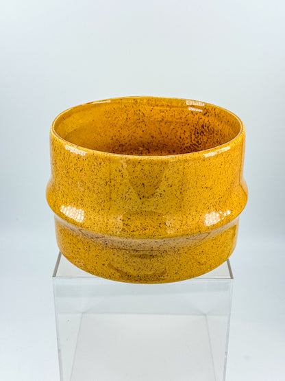 Haeger Pottery No. 66 Golden Mustard Amber Speckle Glaze Cylindrical Planter, Mid Century USA Ceramic