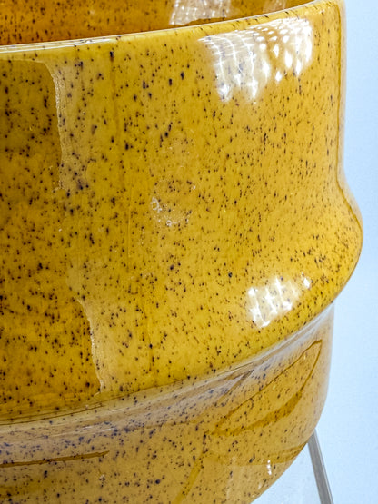 Haeger Pottery No. 66 Golden Mustard Amber Speckle Glaze Cylindrical Planter, Mid Century USA Ceramic