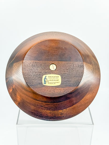 Vintage Ozark Walnutware Solid Walnut Tidbit Tray with Brass Handle, MCM Serving Dish