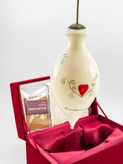 Ne'Qwa Art Clare Mackie Hand-Painted Glass Ornament, Bride and Groom in Rose, with Original Box and COA