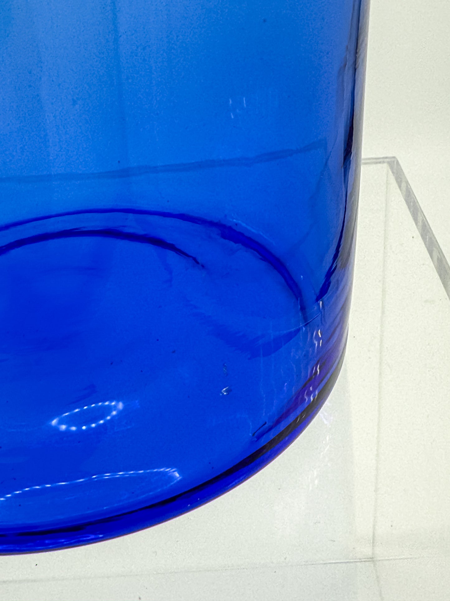 Vintage Cobalt Blue Glass Apothecary Jar with Ground Glass Stopper, Wide Mouth Pharmacy Bottle