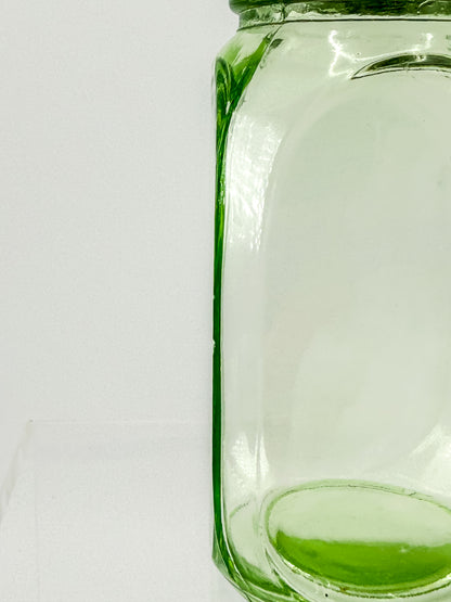 Vintage Uranium Glass Sugar Shaker with Original Perforated Metal Lid