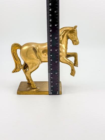 Vintage Brass Horse Still Bank with Coin Slot, Prancing Stallion Figurine on Integral Base