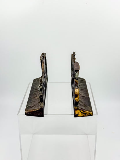 Vintage Hubley Cast Iron Horse-Drawn Stagecoach Bookends, Matched Pair Doorstops No. 379