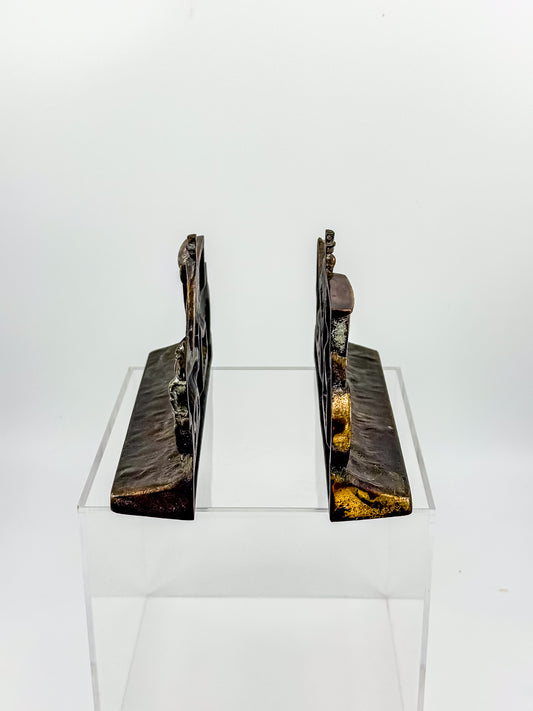 Vintage Hubley Cast Iron Horse-Drawn Stagecoach Bookends, Matched Pair Doorstops No. 379