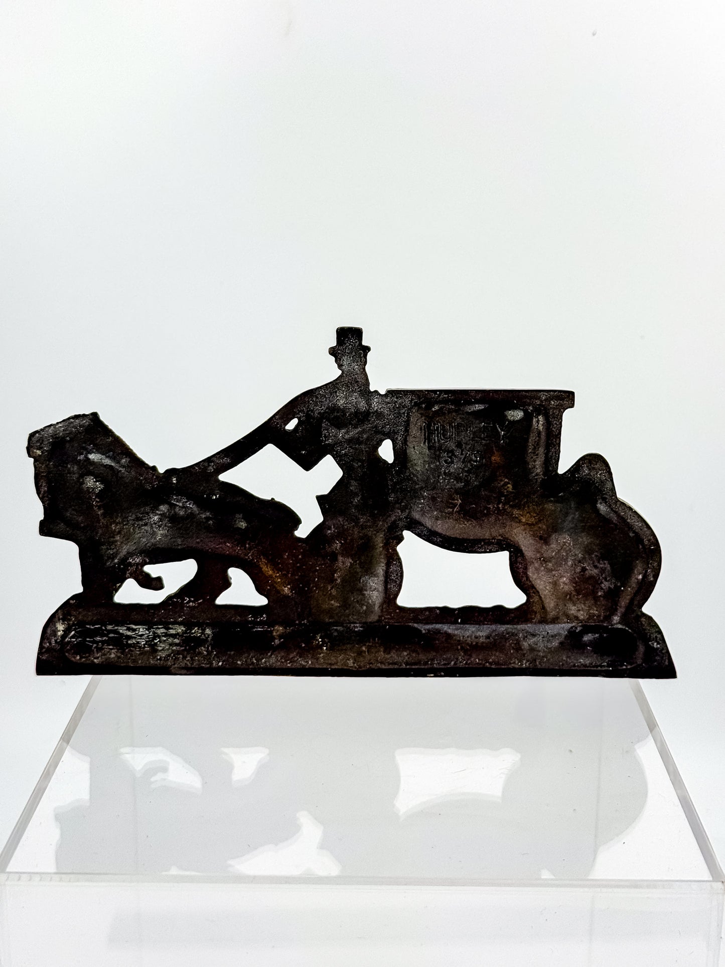 Vintage Hubley Cast Iron Horse-Drawn Stagecoach Bookends, Matched Pair Doorstops No. 379