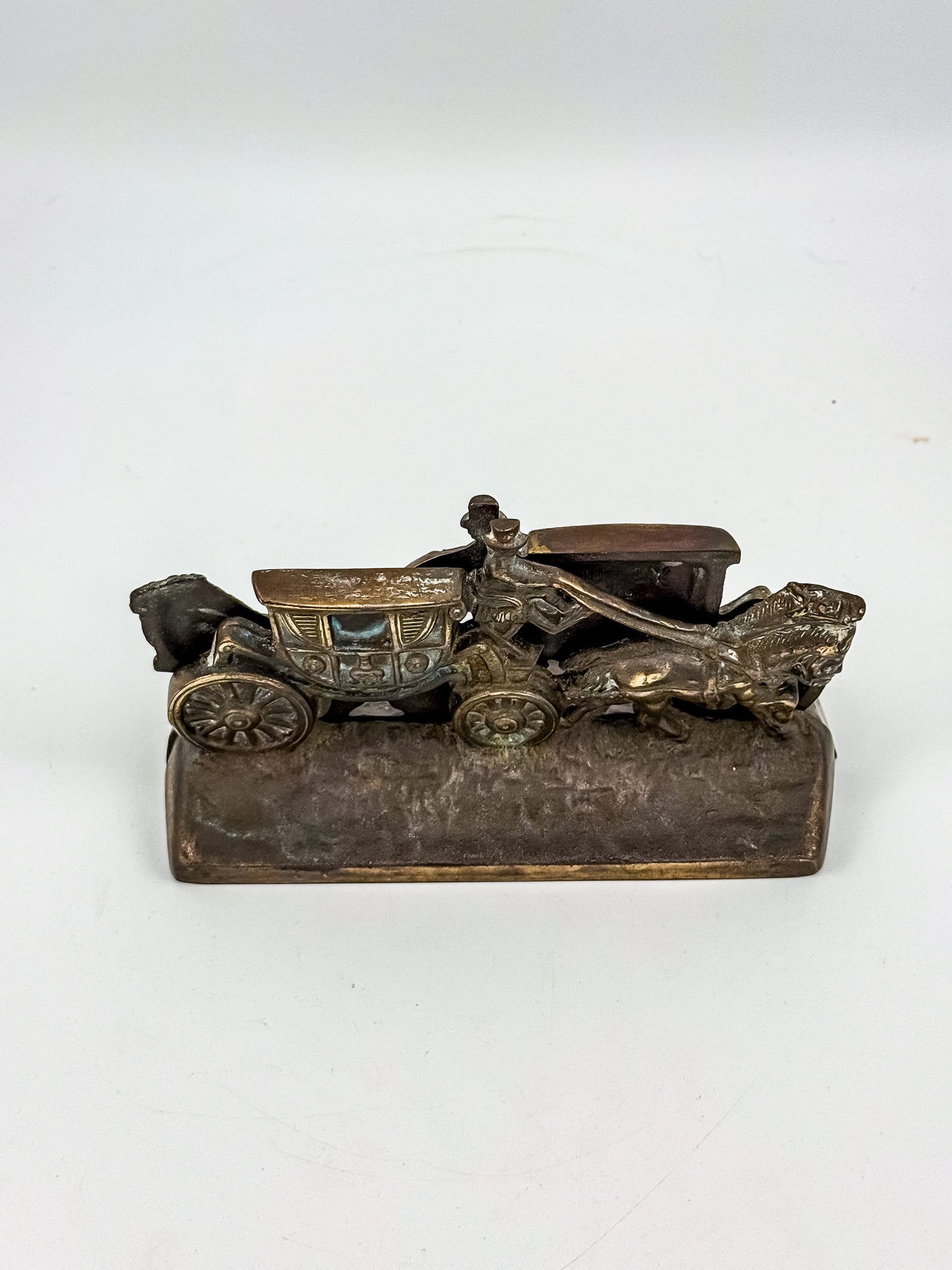 Vintage Hubley Cast Iron Horse-Drawn Stagecoach Bookends, Matched Pair Doorstops No. 379