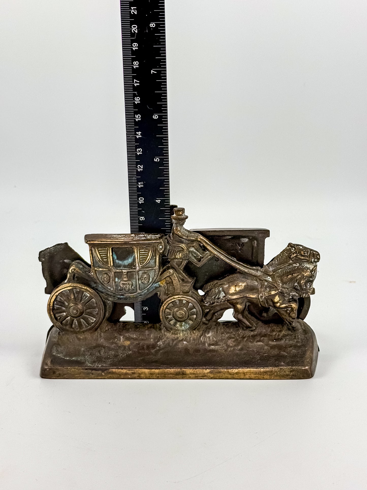 Vintage Hubley Cast Iron Horse-Drawn Stagecoach Bookends, Matched Pair Doorstops No. 379