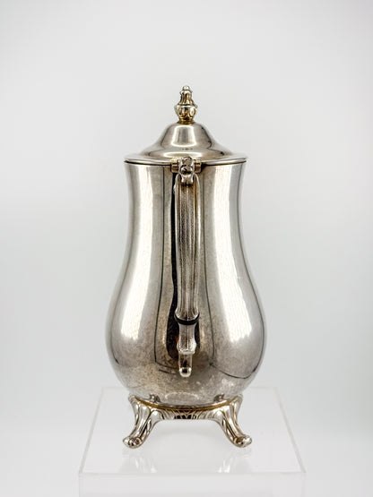 Vintage International Silver Co. Ornate Silver-Plate Teapot with Hinged Lid and Scroll Feet
