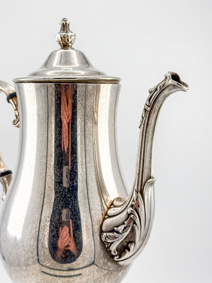 Vintage International Silver Co. Ornate Silver-Plate Teapot with Hinged Lid and Scroll Feet