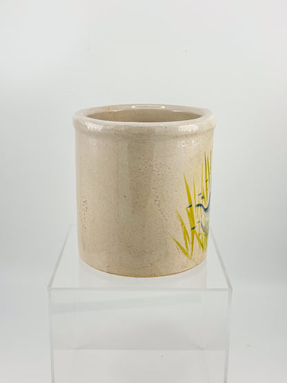 Vintage Robinson Ransbottom RRP Co. Stoneware Crock with Hand-Painted Goose and Blue Bow