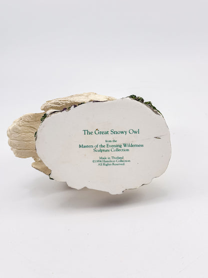 Vintage Hamilton Collection Great Snowy Owl Sculpture, Masters of the Evening Wilderness, 1994