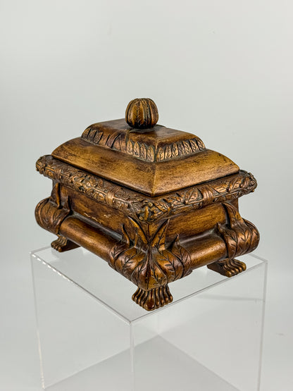French Baroque Style Gilded Trinket or Jewelry Box with Feet and Velvet Interior