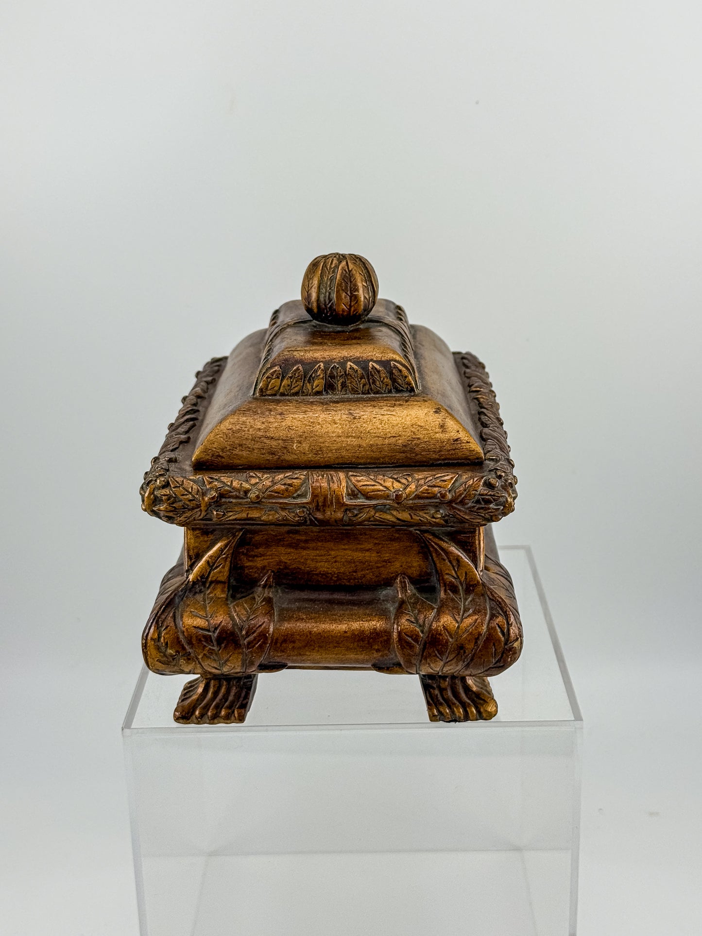 French Baroque Style Gilded Trinket or Jewelry Box with Feet and Velvet Interior