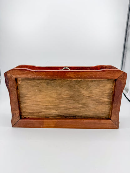 Vintage Wood Valet Box with Drawer and Ornate Handles, Dresser Organizer