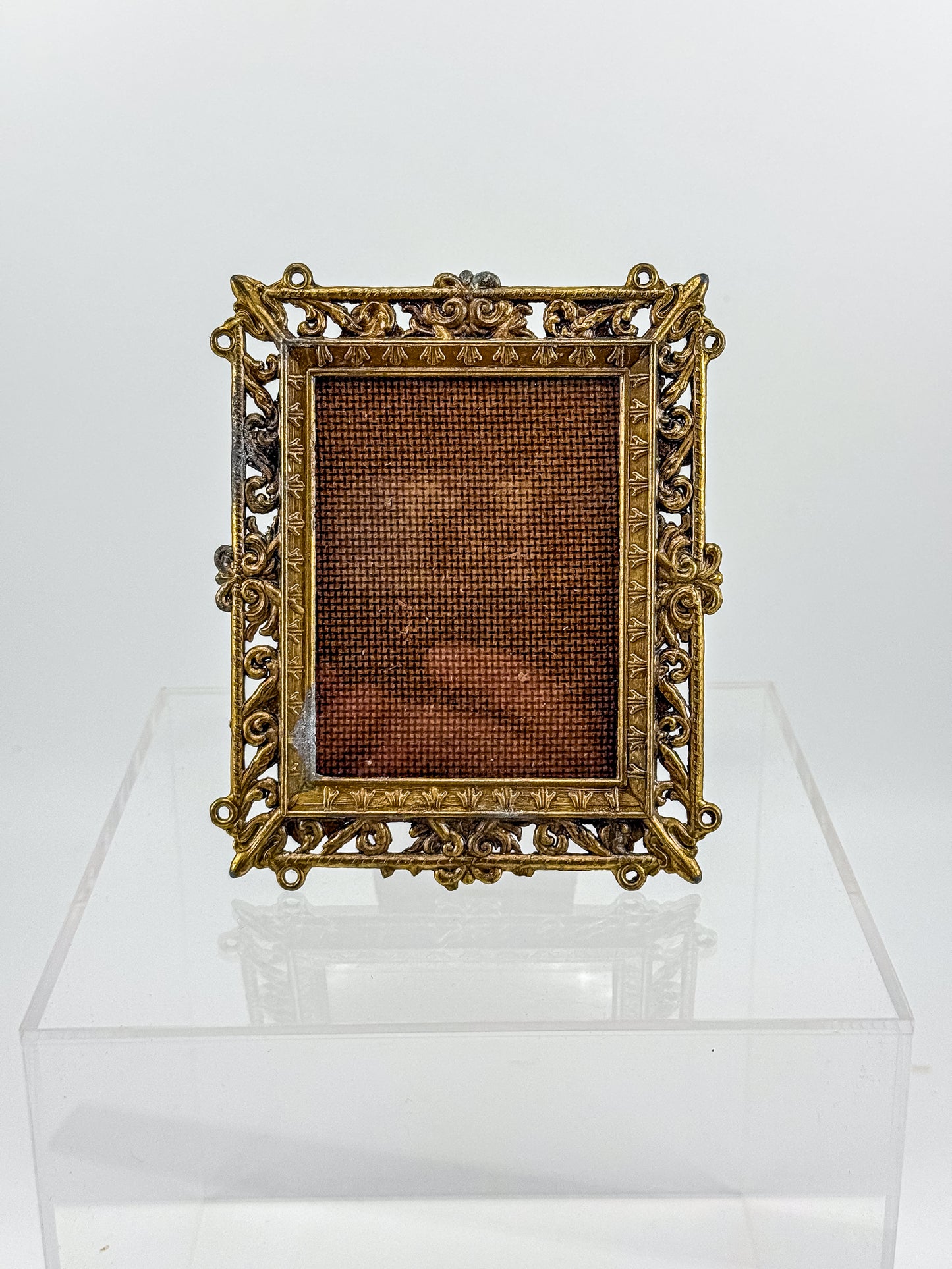 Vintage Florentine Style Gilt Brass Filigree Photo Frame with Easel Back, Made in Italy