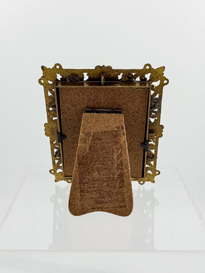 Vintage Florentine Style Gilt Brass Filigree Photo Frame with Easel Back, Made in Italy