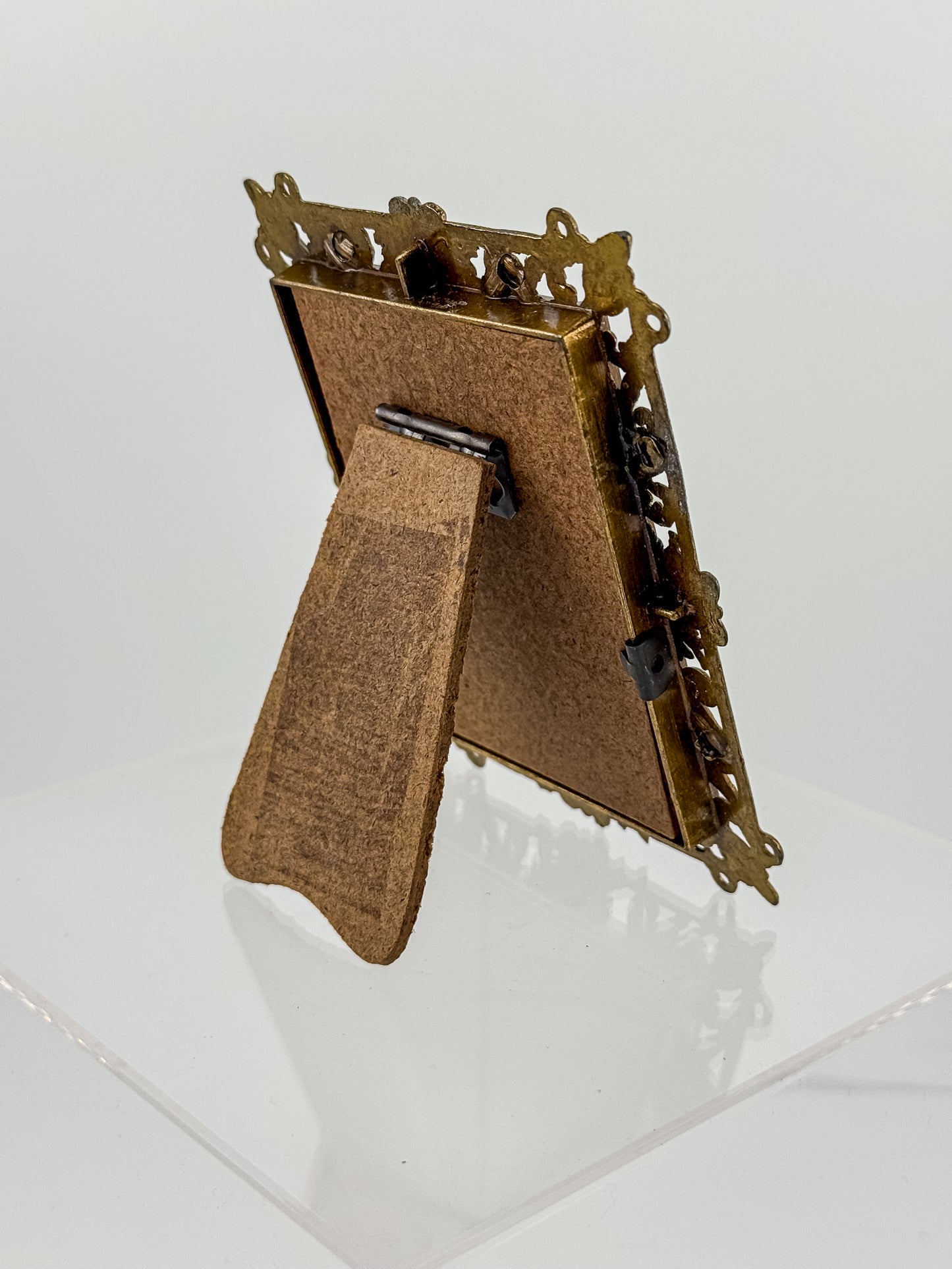 Vintage Florentine Style Gilt Brass Filigree Photo Frame with Easel Back, Made in Italy