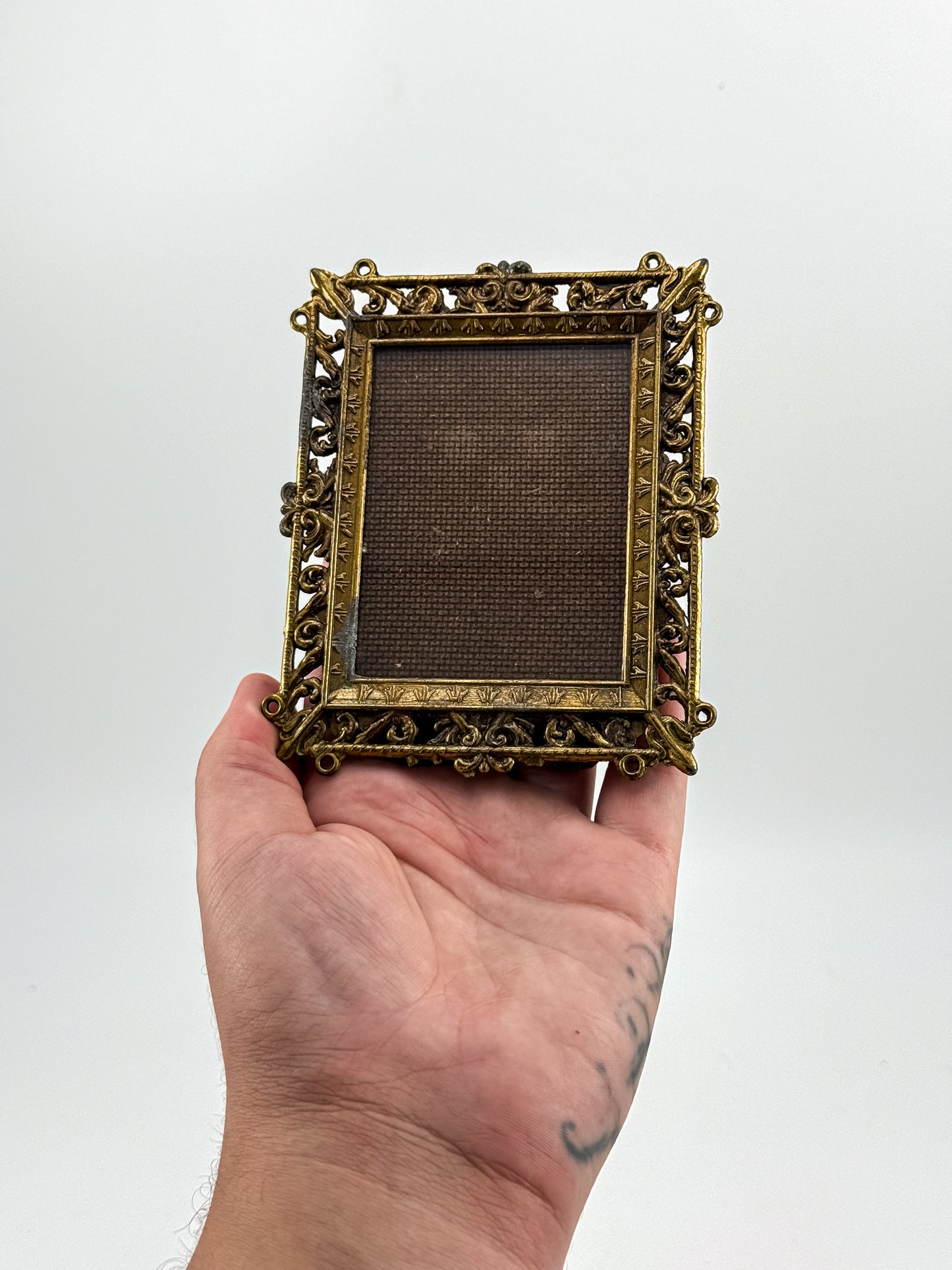 Vintage Florentine Style Gilt Brass Filigree Photo Frame with Easel Back, Made in Italy