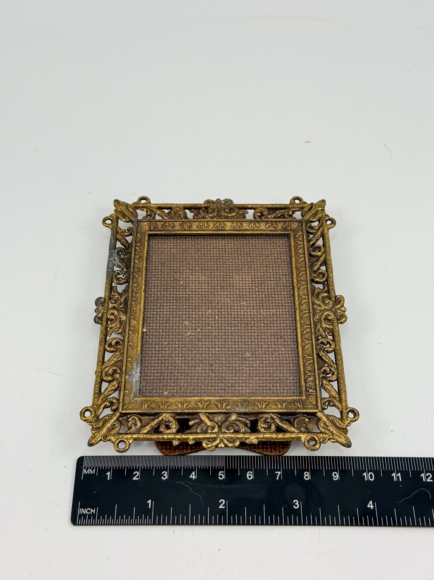 Vintage Florentine Style Gilt Brass Filigree Photo Frame with Easel Back, Made in Italy