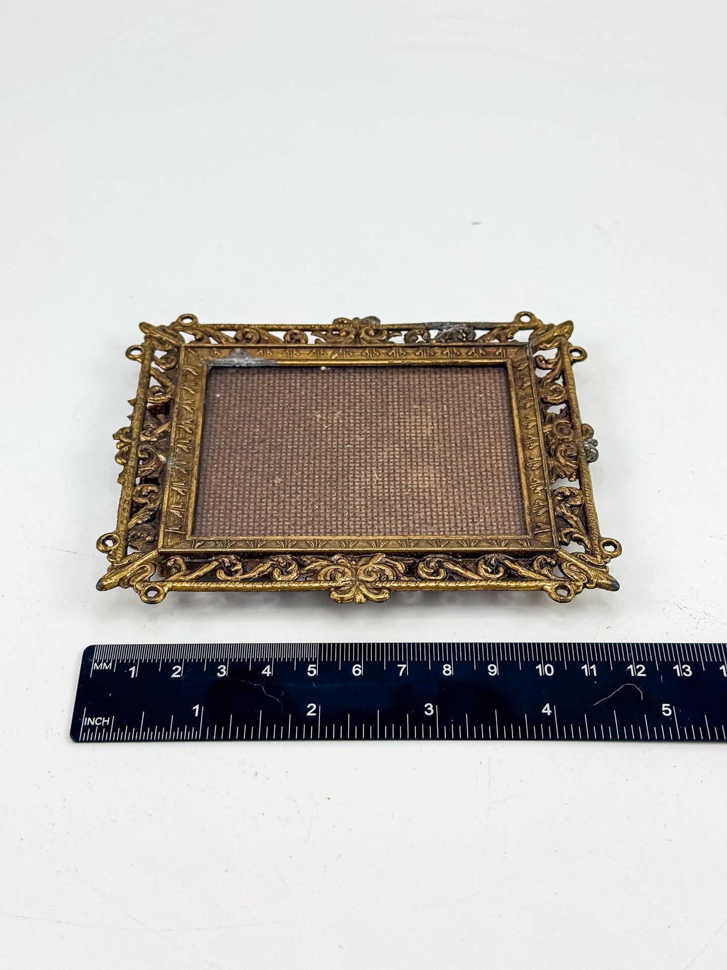 Vintage Florentine Style Gilt Brass Filigree Photo Frame with Easel Back, Made in Italy