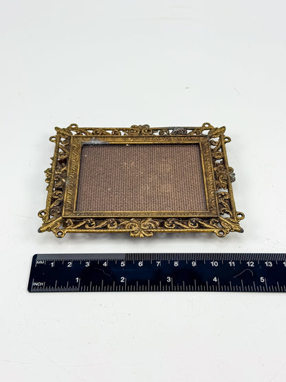 Vintage Florentine Style Gilt Brass Filigree Photo Frame with Easel Back, Made in Italy