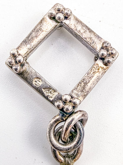 Vintage Silpada Sterling Silver Lampwork Glass Bead Bracelet with Square Toggle Clasp
