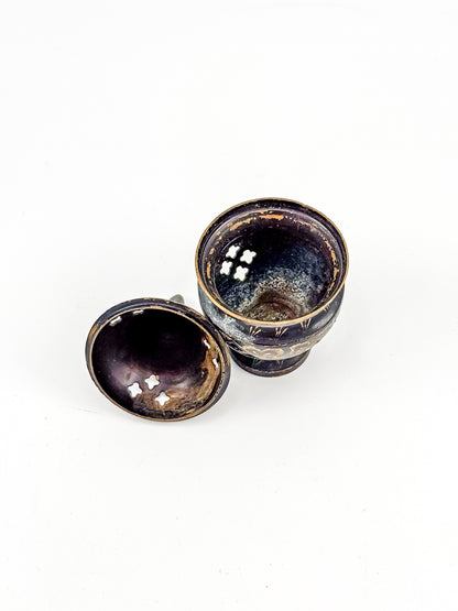 Vintage Miniature Brass Incense Burner Censer with Pierced Domed Lid and Floral Engraving