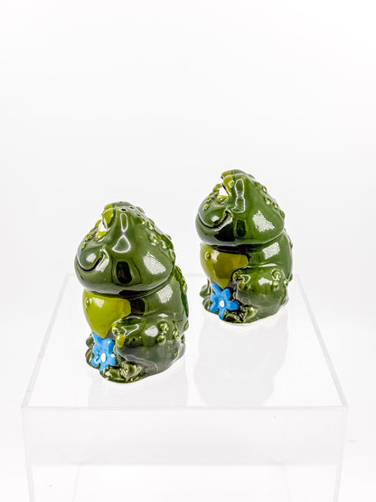 Vintage Holt Howard Smiling Green Frog Salt and Pepper Shakers, Made in Japan, Mid-Century Novelty Kitchen