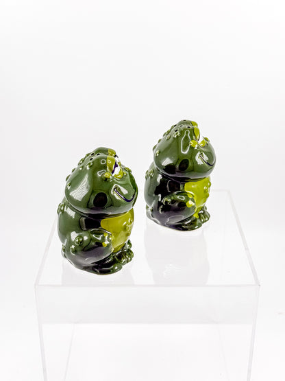 Vintage Holt Howard Smiling Green Frog Salt and Pepper Shakers, Made in Japan, Mid-Century Novelty Kitchen
