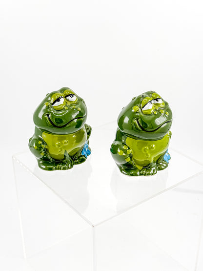 Vintage Holt Howard Smiling Green Frog Salt and Pepper Shakers, Made in Japan, Mid-Century Novelty Kitchen
