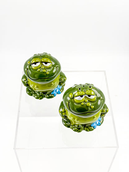 Vintage Holt Howard Smiling Green Frog Salt and Pepper Shakers, Made in Japan, Mid-Century Novelty Kitchen