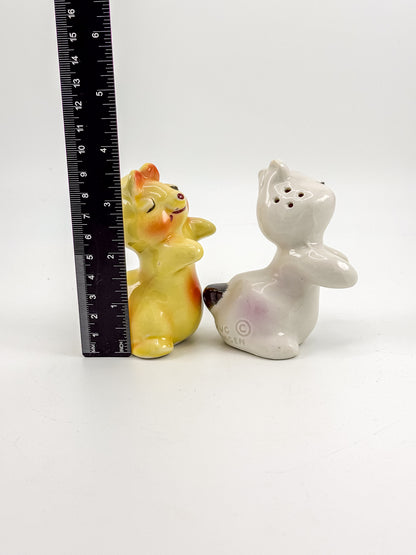 Vintage Van Tellingen Bunny Hug Salt and Pepper Shakers, 1950s Russ Berrie Hugger Set