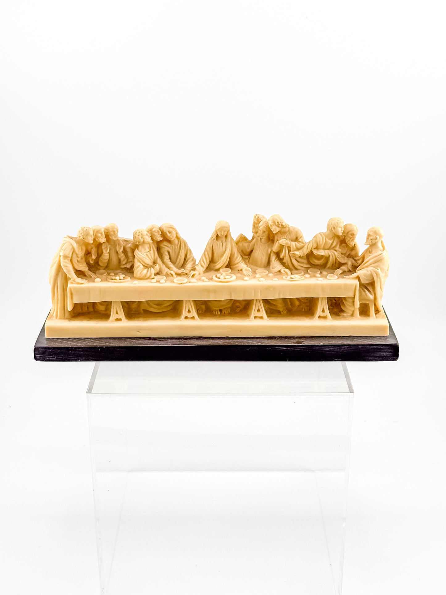 Vintage A. Santini Signed Italian Resin Last Supper Sculpture on Marble Base