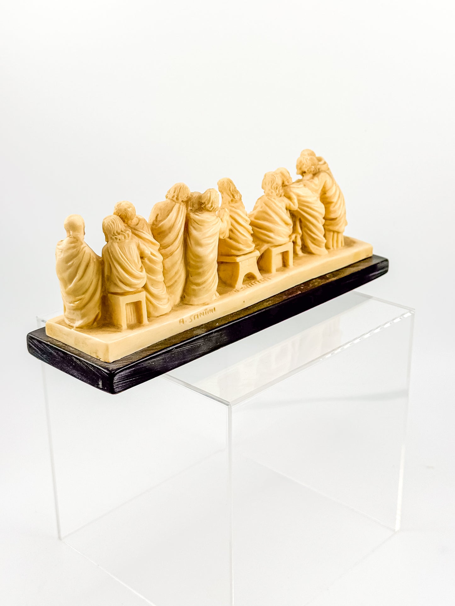 Vintage A. Santini Signed Italian Resin Last Supper Sculpture on Marble Base