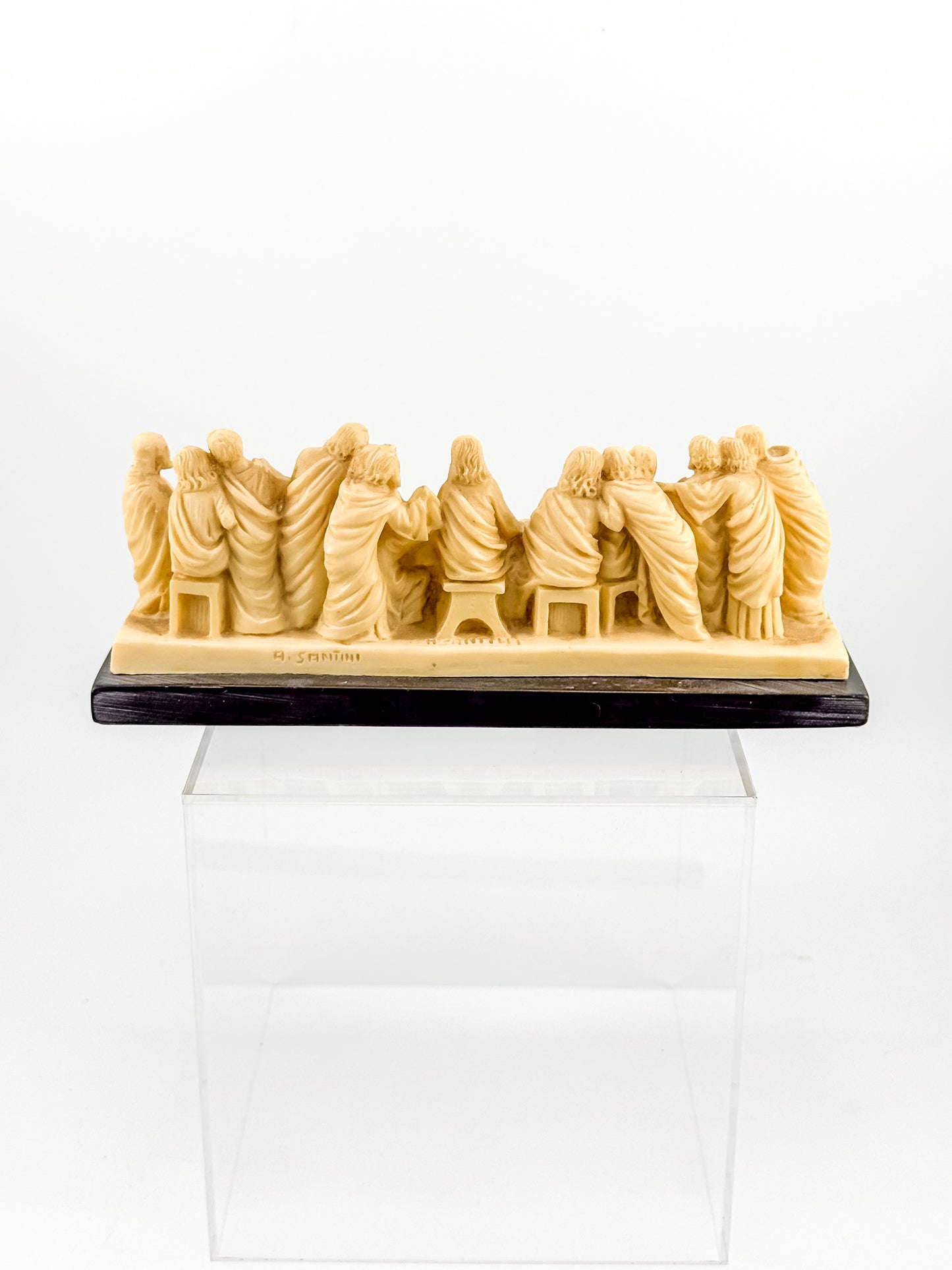 Vintage A. Santini Signed Italian Resin Last Supper Sculpture on Marble Base