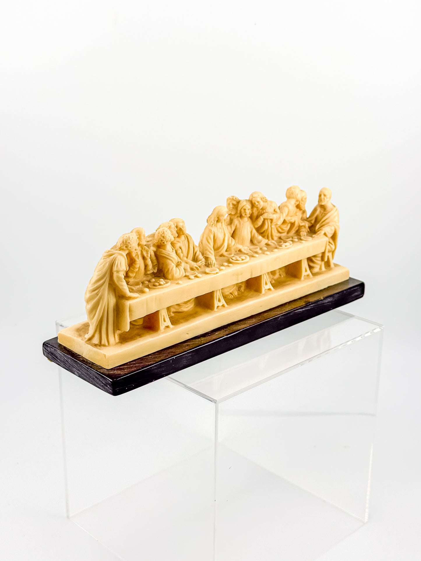 Vintage A. Santini Signed Italian Resin Last Supper Sculpture on Marble Base
