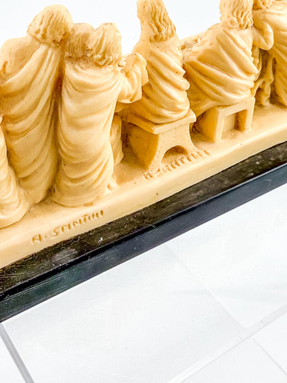Vintage A. Santini Signed Italian Resin Last Supper Sculpture on Marble Base