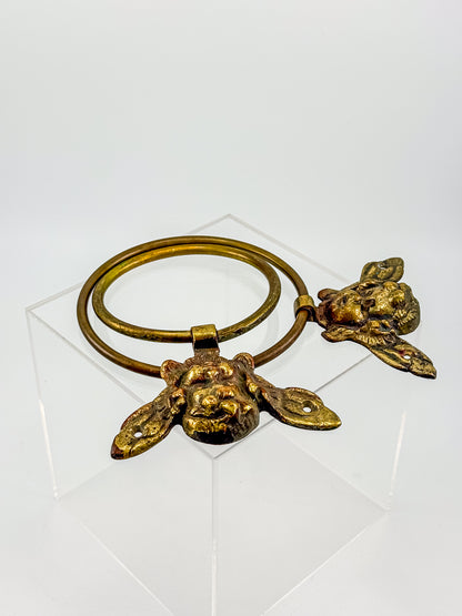 Vintage Brass Cherub Towel Rings with Winged Angel, Set of Two, Two Sizes
