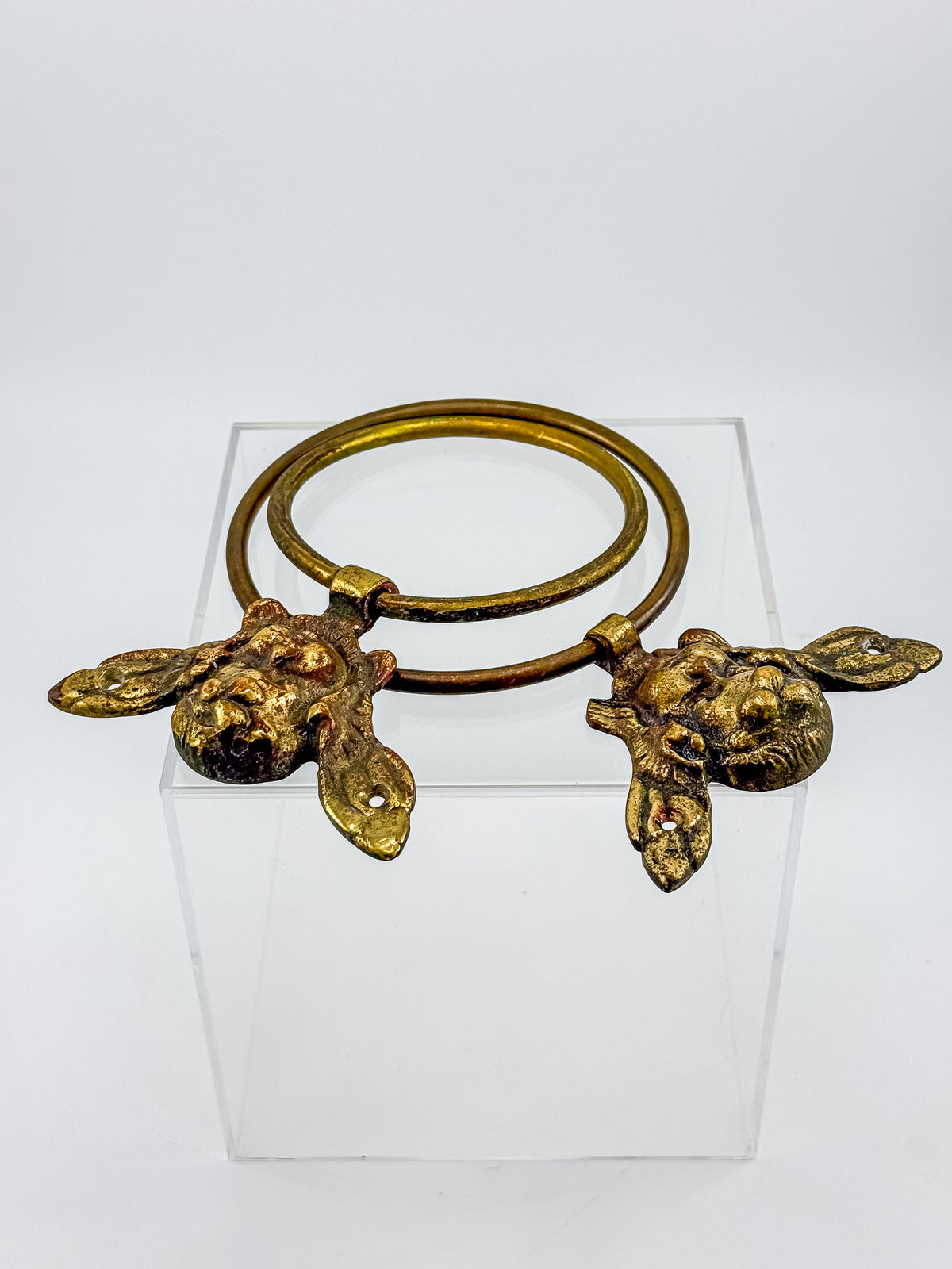 Vintage Brass Cherub Towel Rings with Winged Angel, Set of Two, Two Sizes